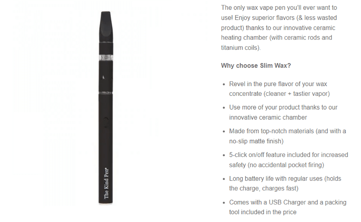 Slim Premium for Wax Vape Pen by The Kind Pen Information