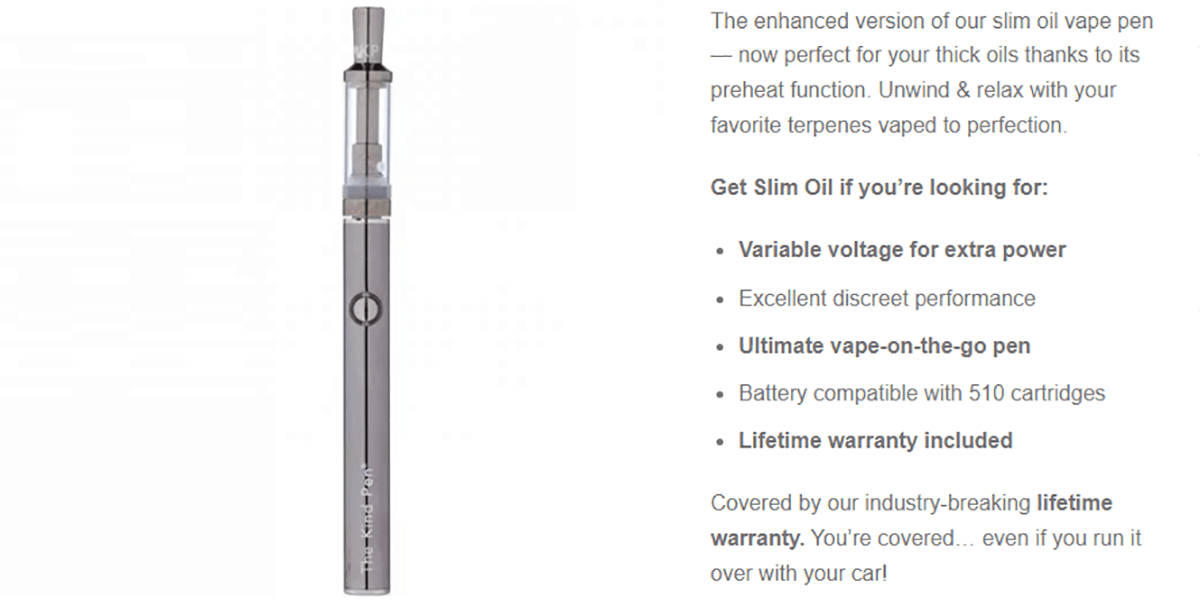 Slim Premium for Oil Vape Pen by The Kind Pen Information