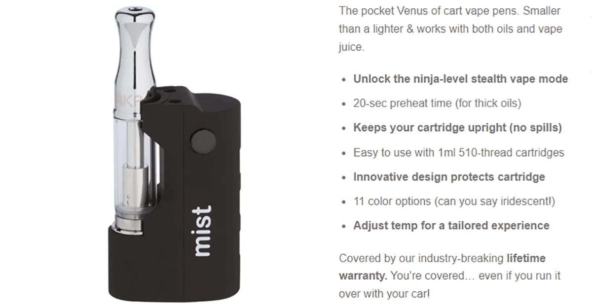 Mist for Oil Vaporizer by The Kind Pen Information