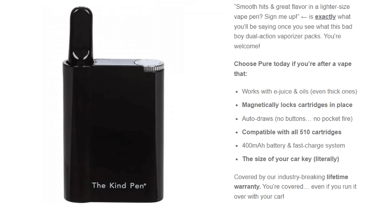 Pure Oil Vaporizer by The Kind Pen Information