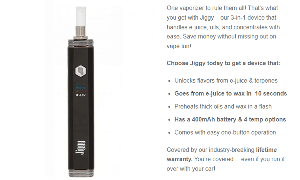 Jiggy Wax Vaporizer by The Kind Pen Information