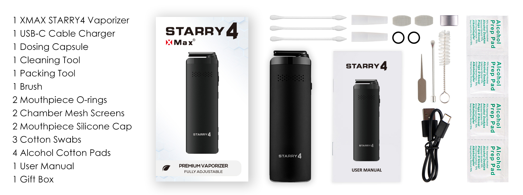 XVape Starry 4 Vaporizer Contents