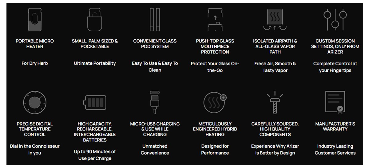 Arizer Argo Vaporizer Specifications