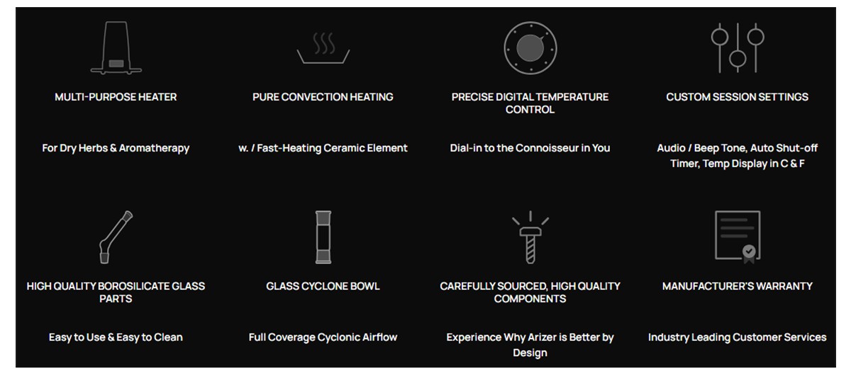 Arizer V-Tower Vaporizer Features