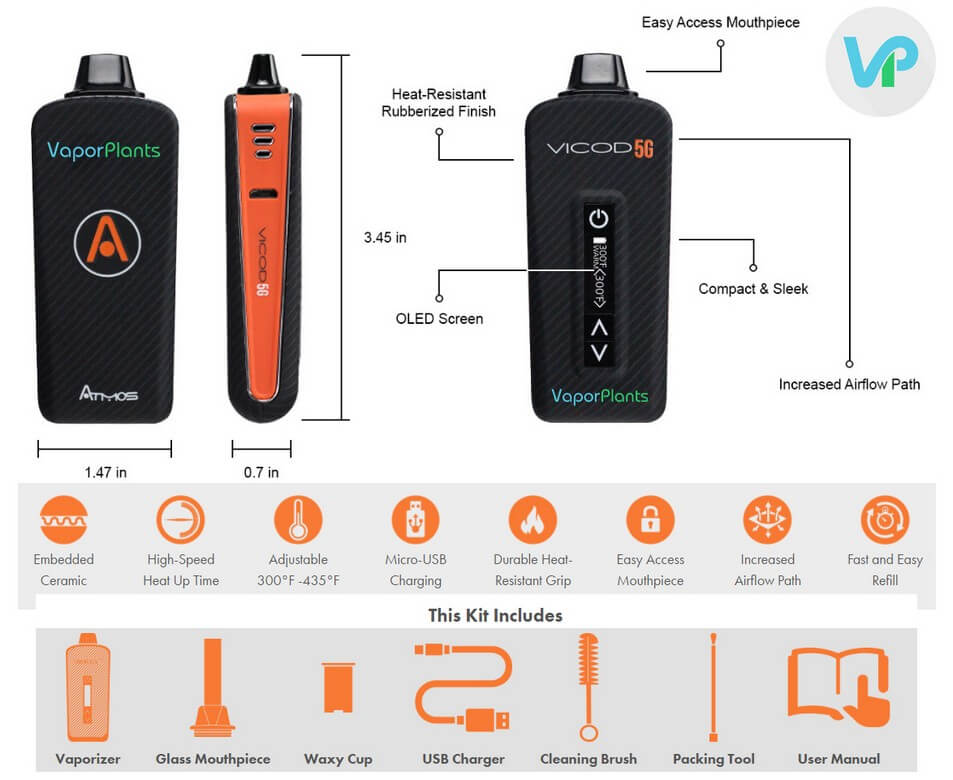 Atmos Vicod 5G 2nd Generation Features - Marijuana Vaporizer