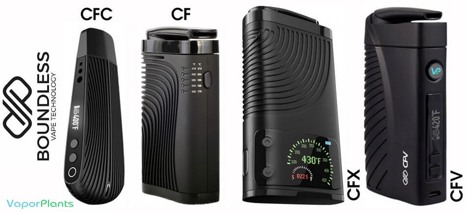 Boundless Cannabis Vaporizers side by side - CFC vs CF vs CFX vs CFV