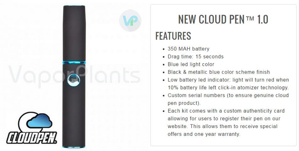 Cloud Pen 1.0 Vape Pen for Wax Information