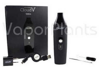 Cloud V Terra Vaporizer next to Box and Accessories