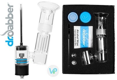 Dr Dabber Boost eRig next to box with silicon wax jar and dabbing tool