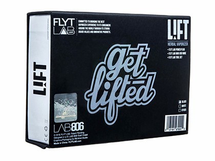 FlyTLAB Lift vaporizer packaging box with details