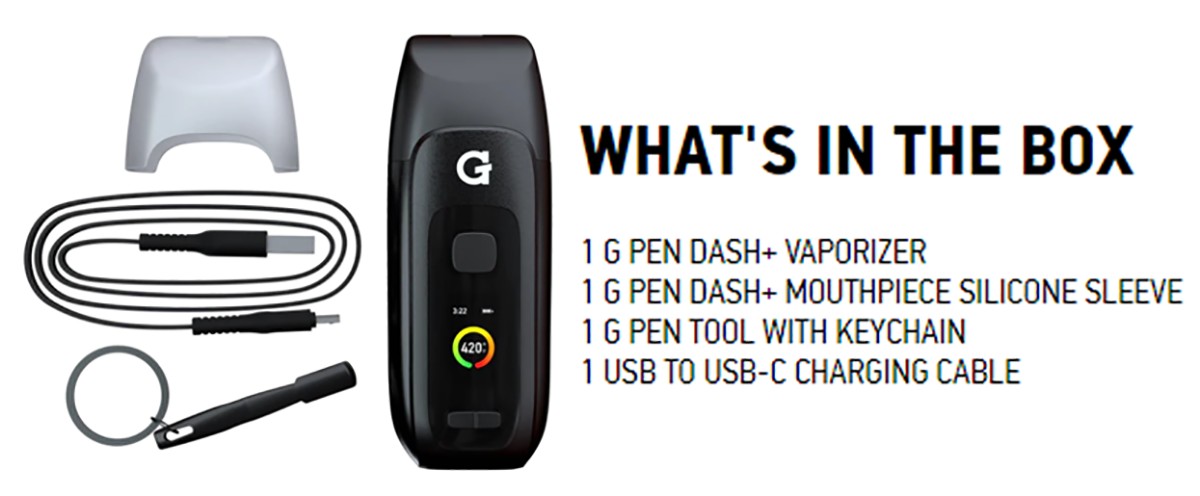 G Pen Dash+ Vaporizer What's Included in the Box