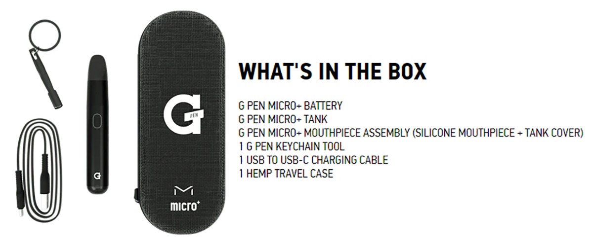 G Pen Micro+ Vaporizer What's Included in the Box