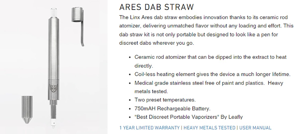 Linx Ares Wax Dab Pen Information