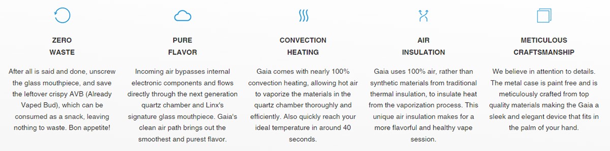 Linx Gaia Dry Herb Vaporizer Special Features