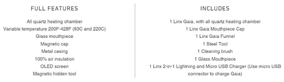 Linx Gaia Dry Herb Vaporizer What's in the Box