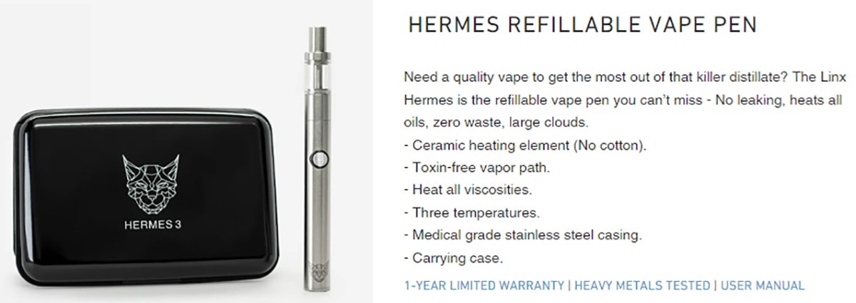 Linx Hermes 3 Oil Pen Information