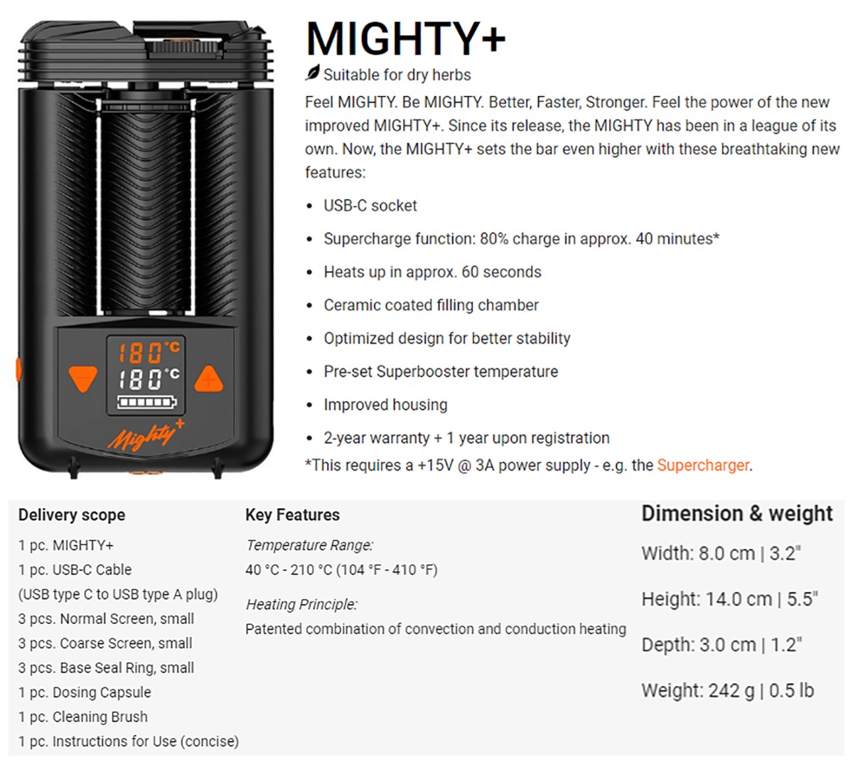 Mighty Plus Vaporizer Features