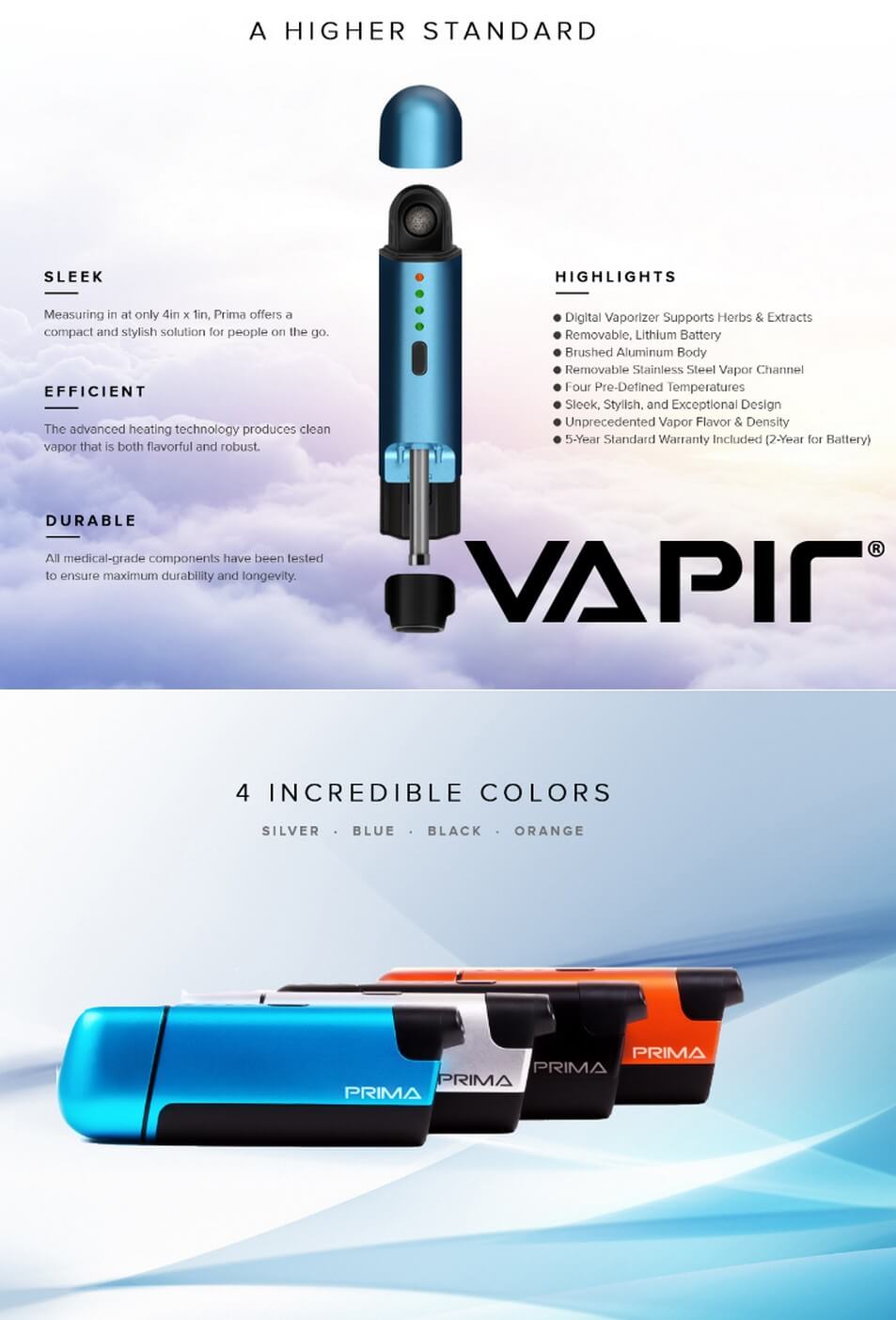 Vapir Prima Vaporizer Info-Graphics