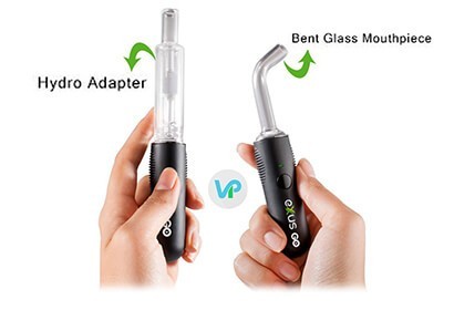 Exxus Go Vaporizer for Wax Marijuana with hydro tube bubbler and bent glass mouthpiece