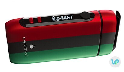 Flowermate Swift Pro vape digital screen for temperature showing green, black and red in one