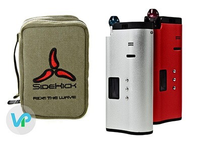 Sidekick Vaporizer in silver and red nect o the carrying pouch case