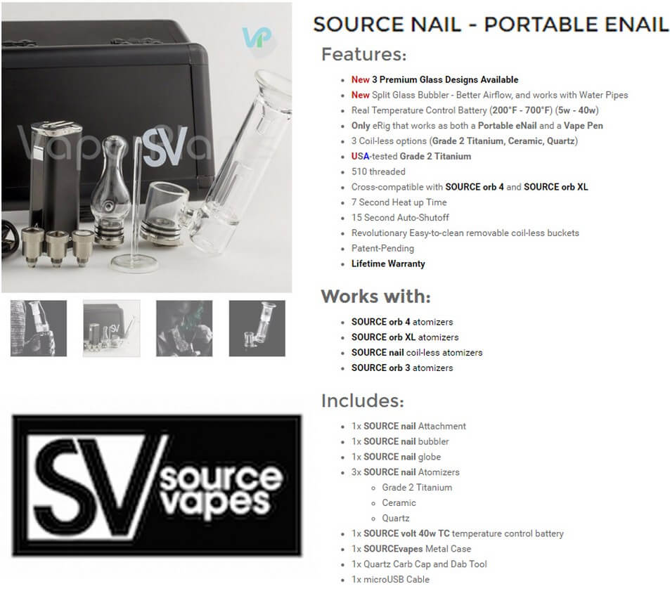 Source Nail Portable eNail for Wax Information