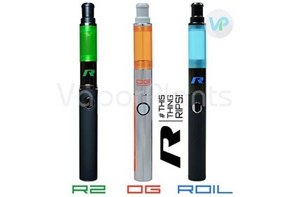 Stok R-Series 2 next to Stok OG Four 2.0 and Roil vape pen for wax