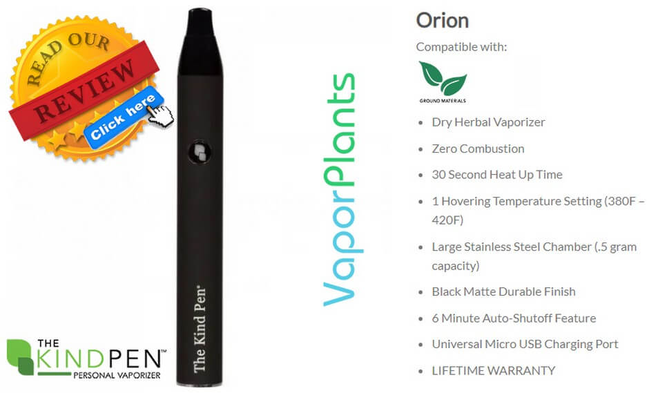 Orion Vaporizer for Weed by The Kind Pen Information
