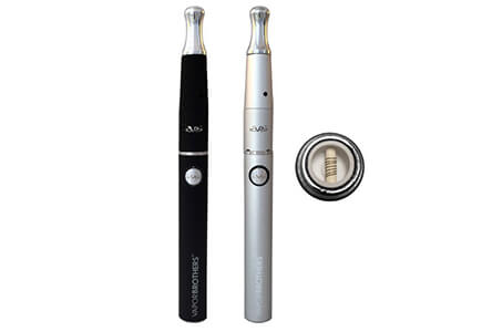 Vapor Brothers VB11 silver and black colors next to a heating chamber