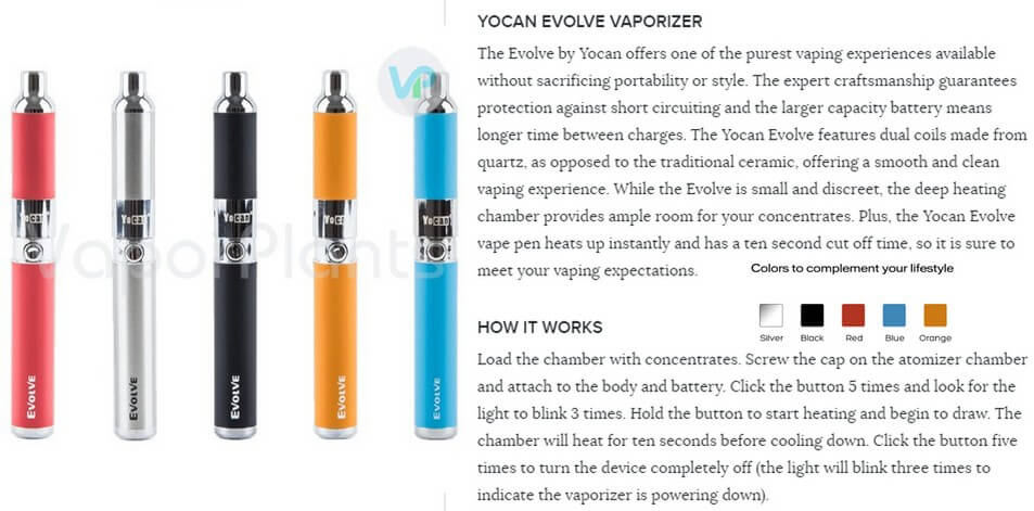 Yocan Evolve Wax Vape Pen Description